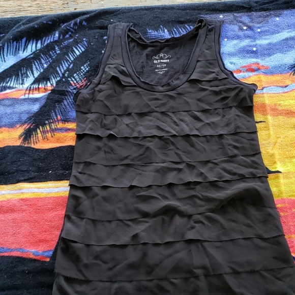 Black nylon/cotton Layered tank top - Picture 1 of 2